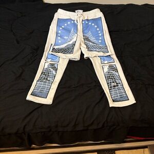 Hood by Air Blue and White Graphic Joggers
